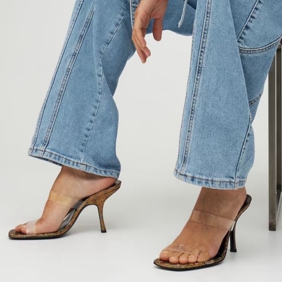 New By Far Clara PVC Iridescent Heeled 95mm Sandals - Picture 2 of 11